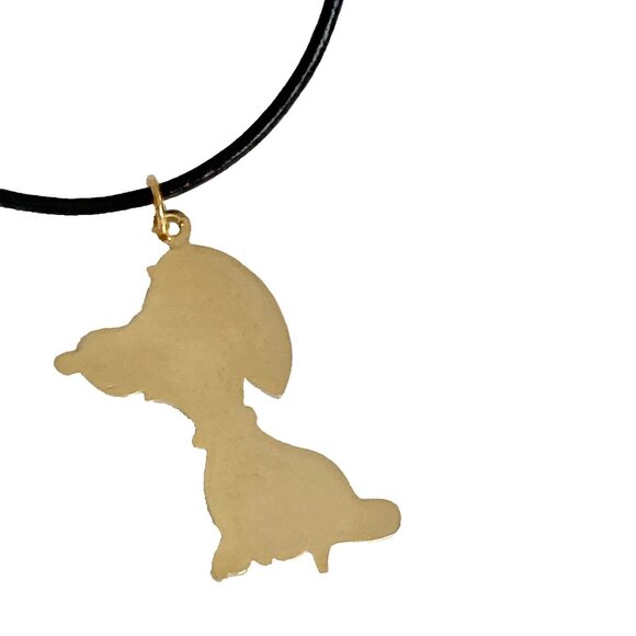 Vintage Snoopy Necklace Pendant Gold Tone Peanuts Cartoon Dangle Dog Peanuts 24" - Picture 3 of 12